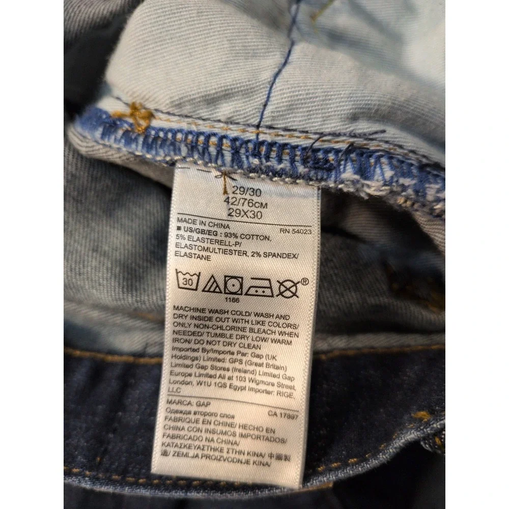 Gap Denim Mens 29x30 Slim Straight Jeans Dark Worn Indigo Stretch‎ 321515-00